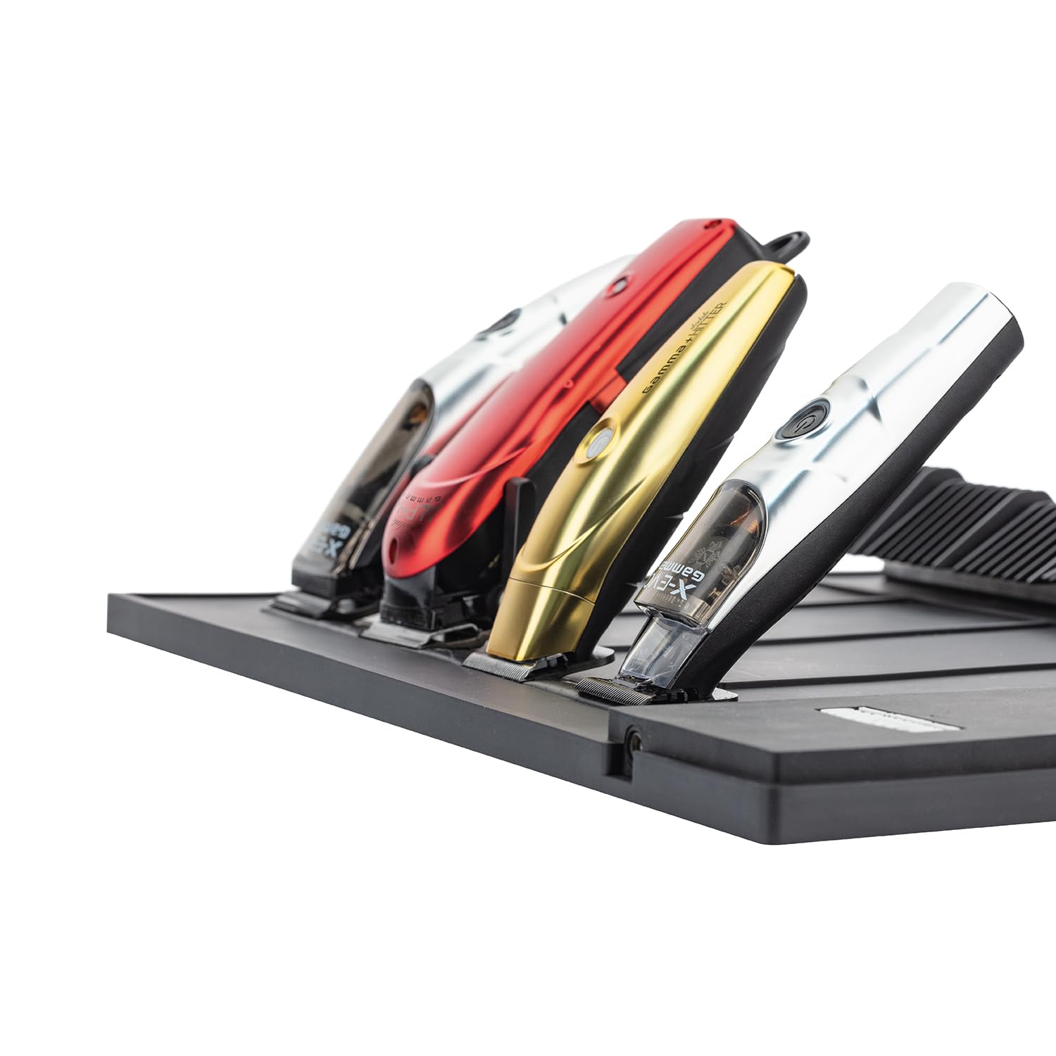 Gamma+ Tappetino Magnetico Organizer per Clipper e Trimmer, Portaoggetti Antiscivolo per Barbiere, 4 Spazi, Resistente all’acqua e al Calore