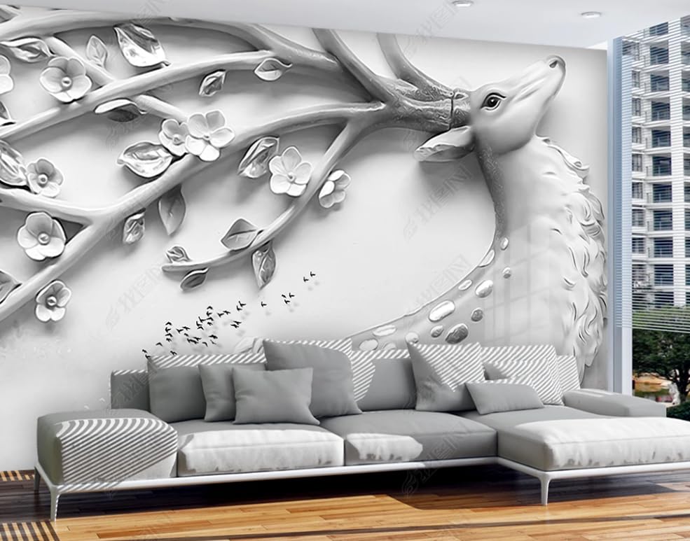 Papier peint intissé élan grand format 400x280cm relief 3D - 2