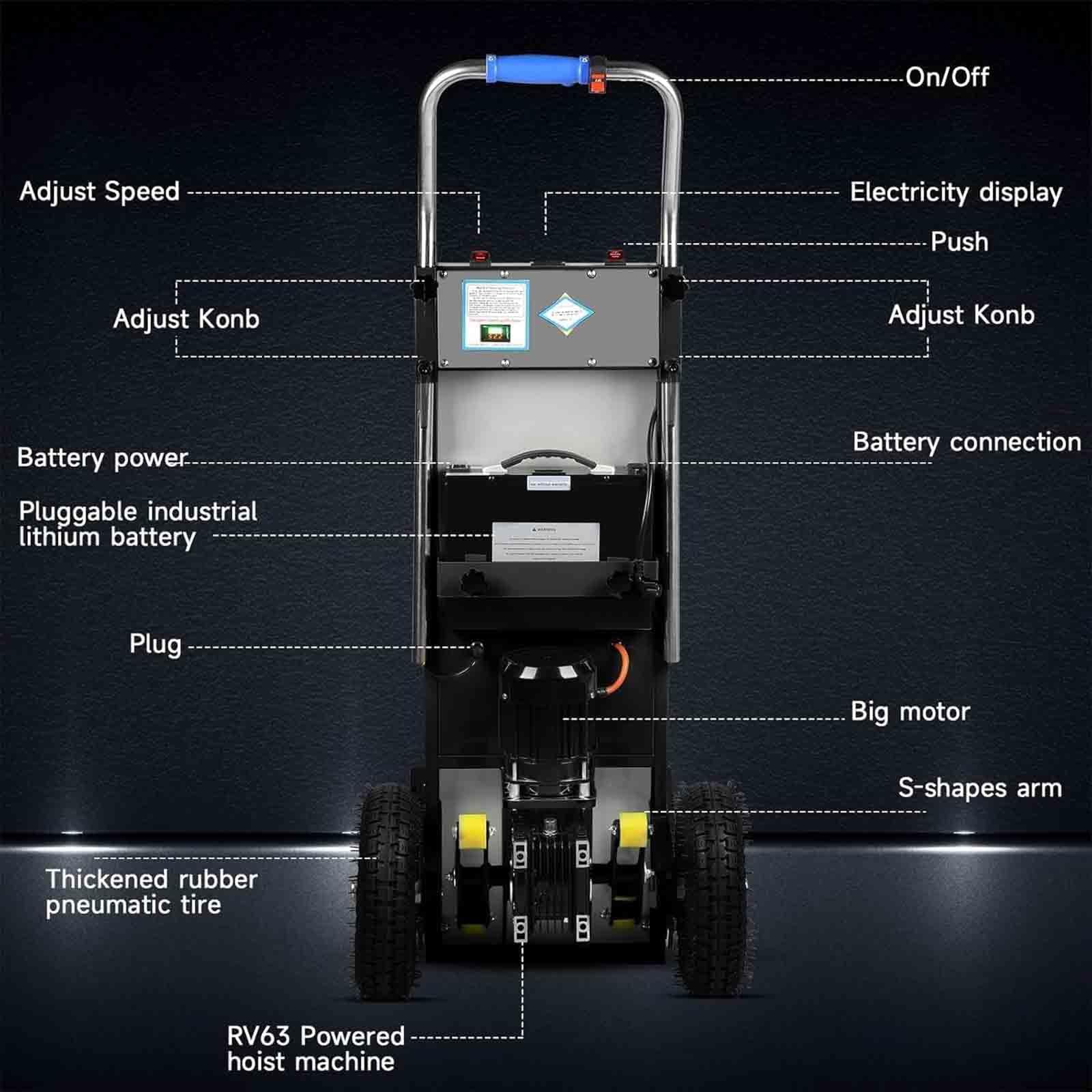 Montascale Elettrico da 1200 W, Carrello per Sacchi per Oggetti Pesanti, Motore brushless, Batteria Rimovibile, capacità di carico (400 kg) Sali e scendi Le Scale Senza Sforzo,B