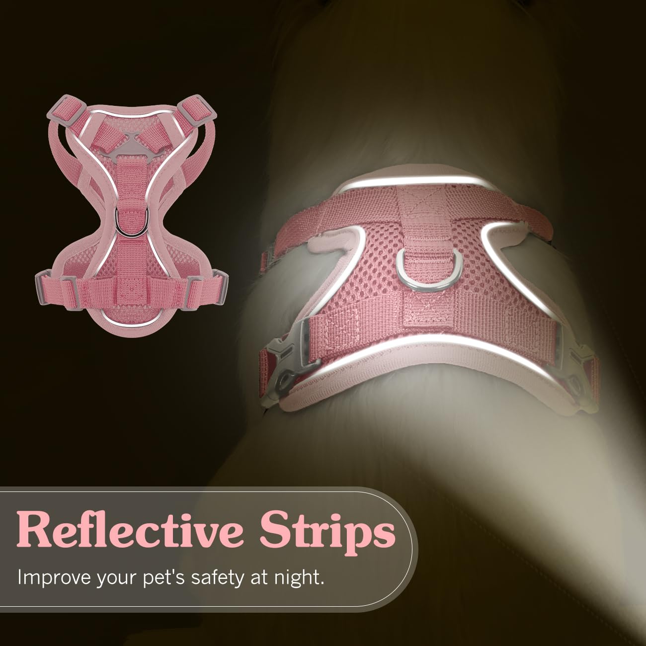 VavoPaw Pettorina per Cani con Guinzaglio da 1,5M, Imbracatura per Gatti Antifuga con Rete Traspirante e Strisce Riflettenti, Gilet Morbido e Regolabile per Cani Gatti, Rosa, S