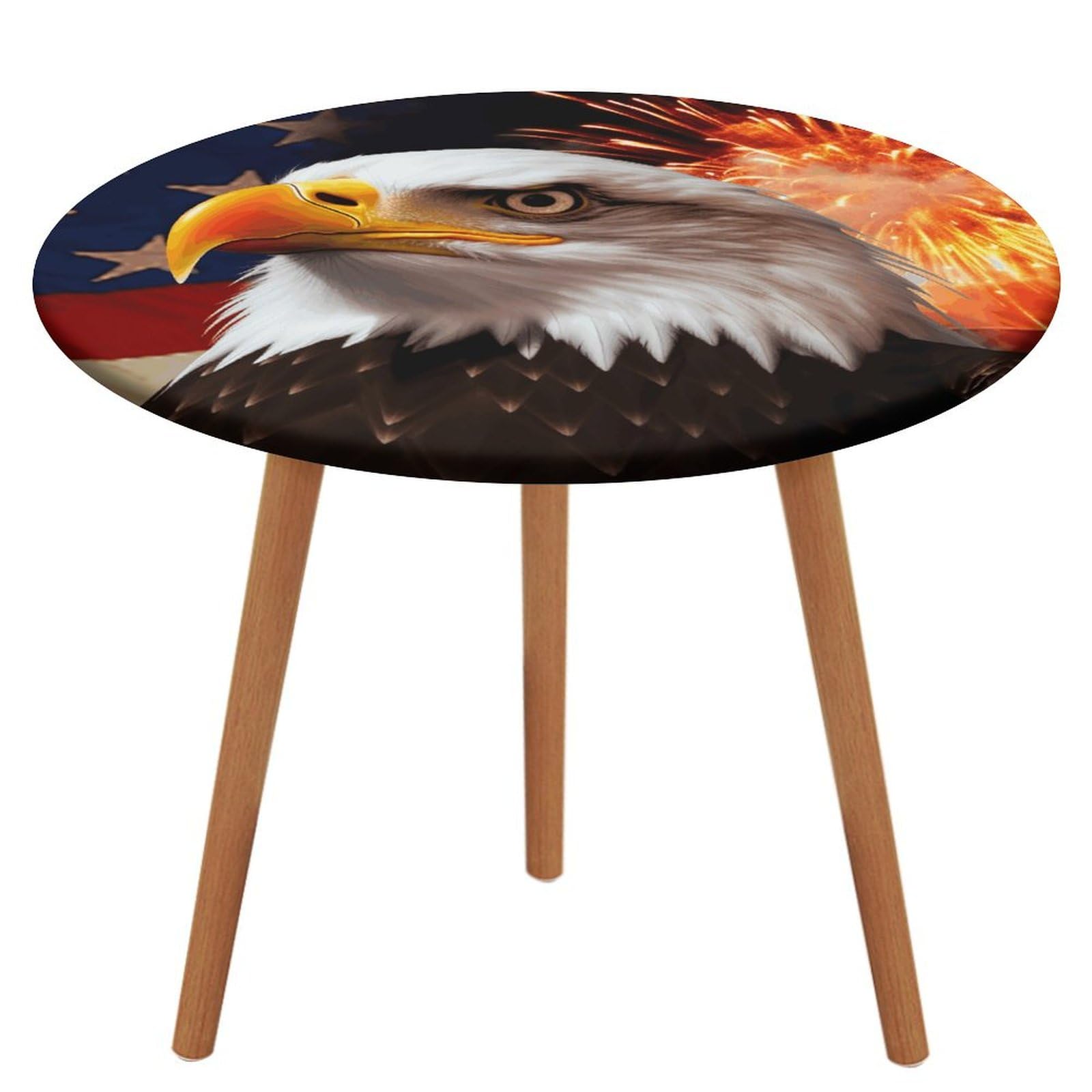 Runde Tischdecke Mit Amerikanischem Sternenmuster – Elastisch, Wasserdicht (Größe M, ~138 Cm)