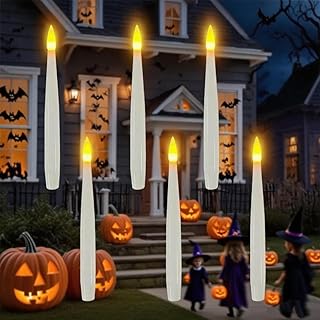 JMTONE Window Candles with Light Sensor Dusk to Dawn, 6PCs Window Candles Battery Operated with Nano Adhesive Strip, 6.1" Flameless Taper Candle for Halloween, Christmas, Xmas Holiday Home Decor