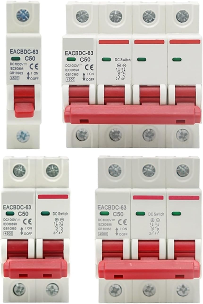 DC 1000V 1P 2P 3P 4P Solar Circuit Breaker Overload Protection Switch 6A 10A 16A 20A 25A 32A 40A 50A 63A Photovoltaic MCB PV(2P,25A)
