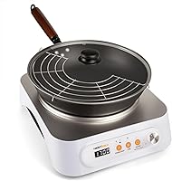 NESTIQEX 1700W Portable Induction Wok Set: 13-Inch Carbon Steel Wok, Glass Lid, Oil Rack - Even Heat Countertop Burner