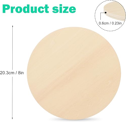 Miniatura 9 de 10 círculos de madera sin terminar de 12 pulgadas, grosor de 0.236 in, rondas de madera para manualidades, discos de madera para decoración de