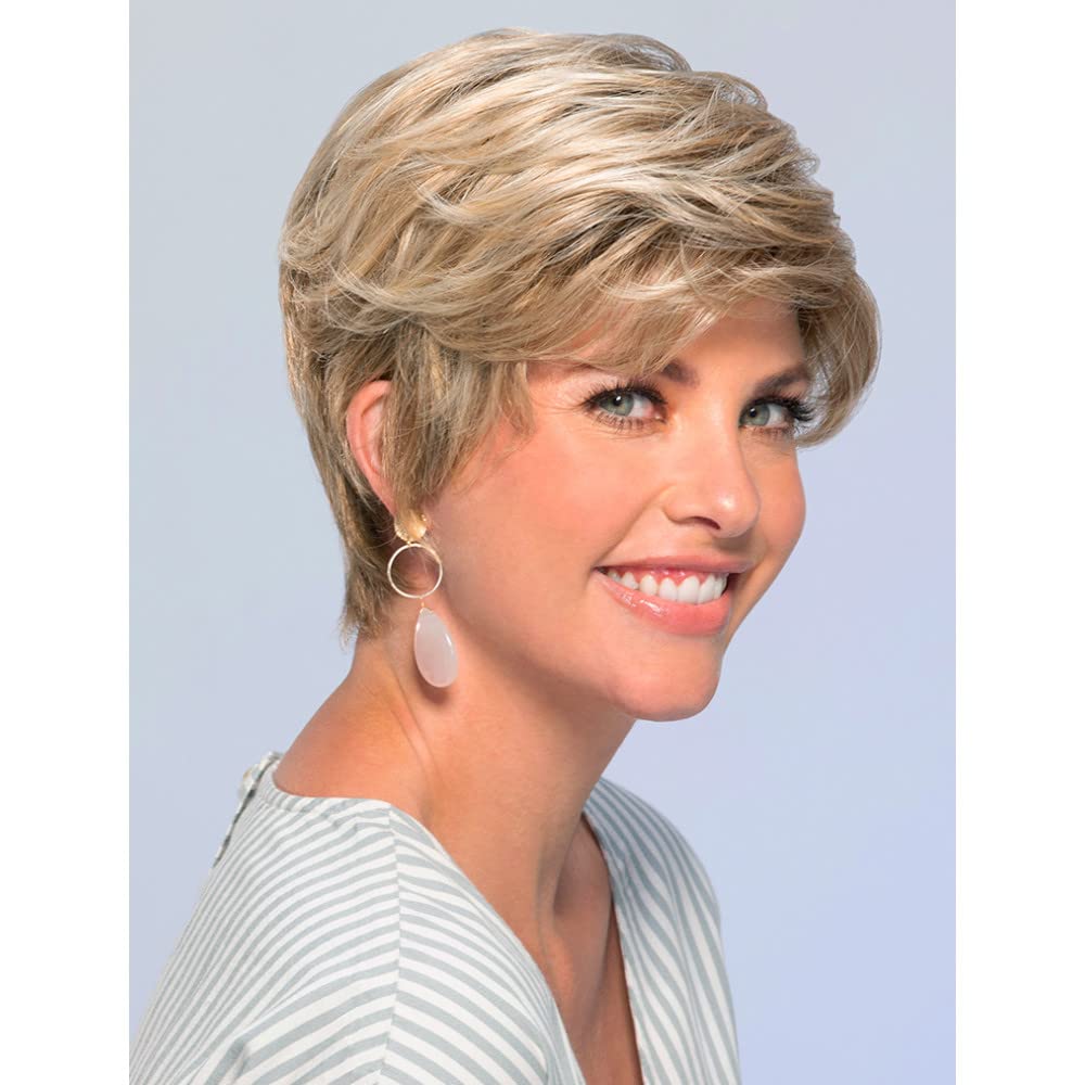 Allure Petite Cap Color FS613/24B Honey Syrup - 4.5" Short Refined Pixie Synthetic Pre-Styled Lightweight Open Weft Capless Feminine Layered Textures Women Bundle MaxWigs Hairloss Booklet