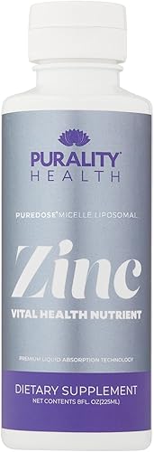 Zinc liposomal, salud de pureza, 15 mg de zinc por porción, zinc líquido, sabor a arándanos, vegano, sin gluten, suministro para 15 días