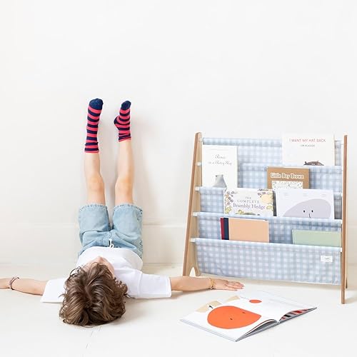 Miniatura 80 de 3 Sprouts Estantería de tela reciclada para niños, organizador de libros de 4 niveles, estantería de madera para guardería, sala de juegos, aula,