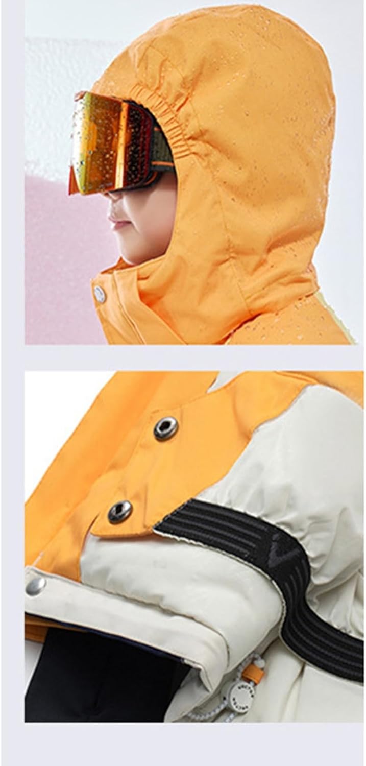 [Taopagii] ジュニア スキーウェア 2点セット フード付き 耐水圧20,000mm 透湿8000g 裏起毛 スノーボードウ