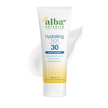 Alba Botanica Sunscreen for Face, Fragrance-Free Hawaiian Face Sunscreen Lotion, Broad Spectrum SPF 30, Water Resistant and Biodegradable, 3 fl. oz. Bottle