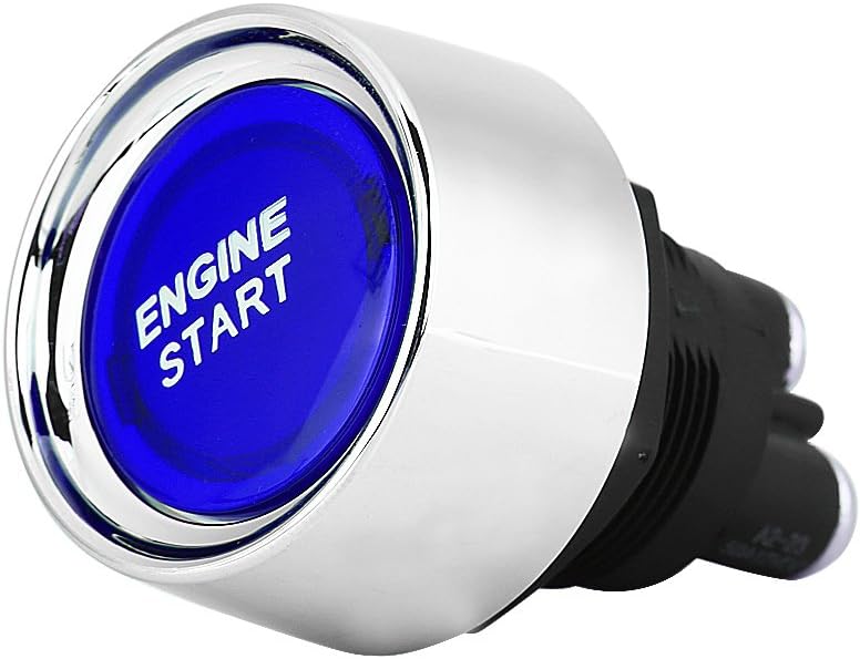最安値挑戦 エンジンイグニッションスイッチ 12v 24v50aプレスタイプエンジンスタートボタンクイック車用 青