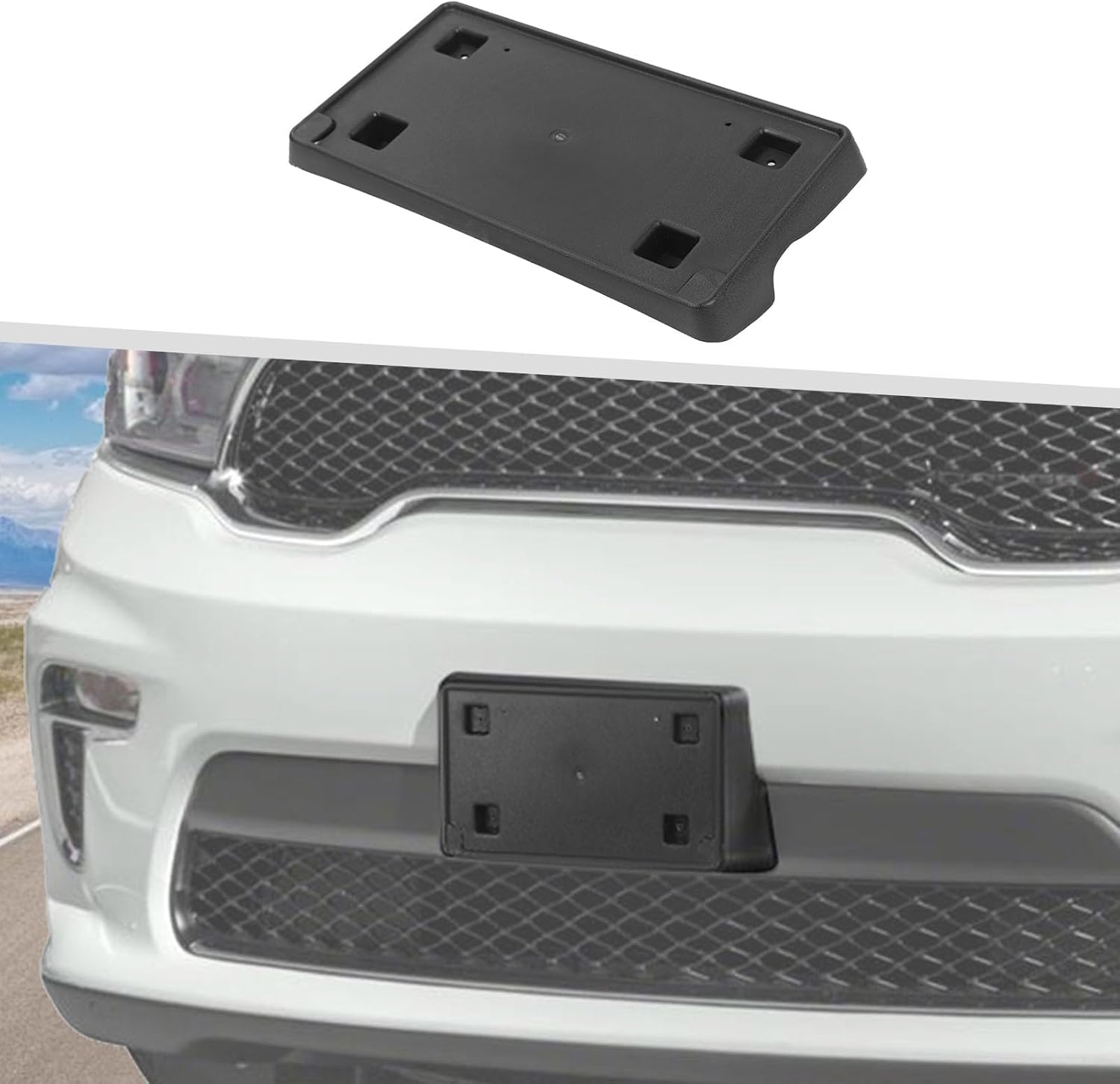 Jimen Fit for Dodge Durango 2018-2020, Front License Plate Mount Bracket Holder Frame (Black)