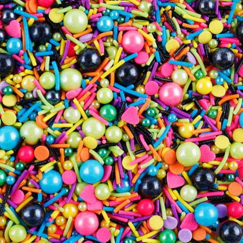 Image of Neon Sprinkles, Rainbow Pearls Jimmies confetti and Hearts Sprinkles Mix