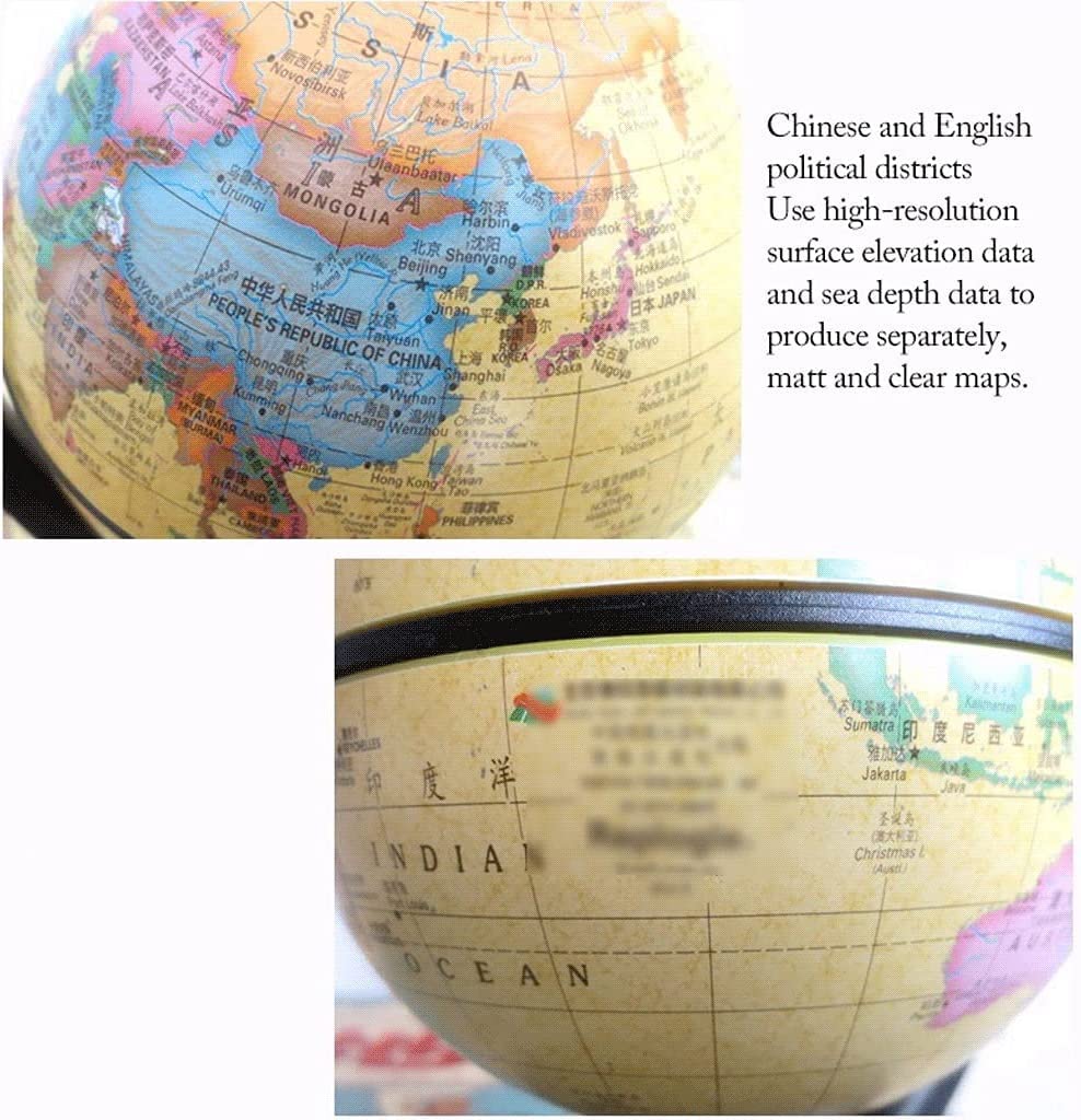 OLOTU Globe éducatif Globe de Bureau Antique de 11 cm/4,3 Pouces Globe Politique avec Base à Pivot Unique Globe terrestre de Bureau Facile à Lire pour Les Enfants et Les Adultes Globe Politique