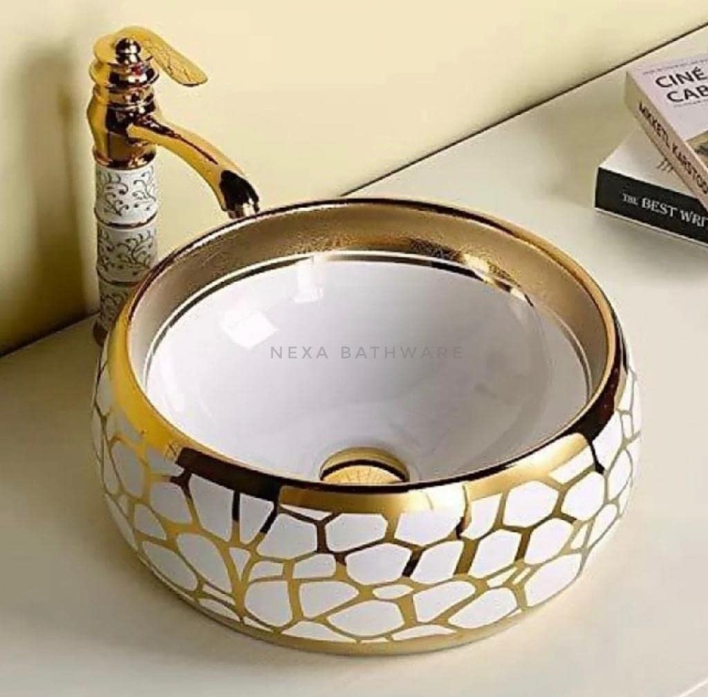 Nexa Bathware Impoarted Ceramic Wash Basin | Luxurious Wash basin Table Top Bathroom Sink WashBasin GOLD Colour With High Temprature (16 x 16 x 6 INCH) NK 199 (B0BQMQVYTM) Amazon Price History, Amazon Price Tracker