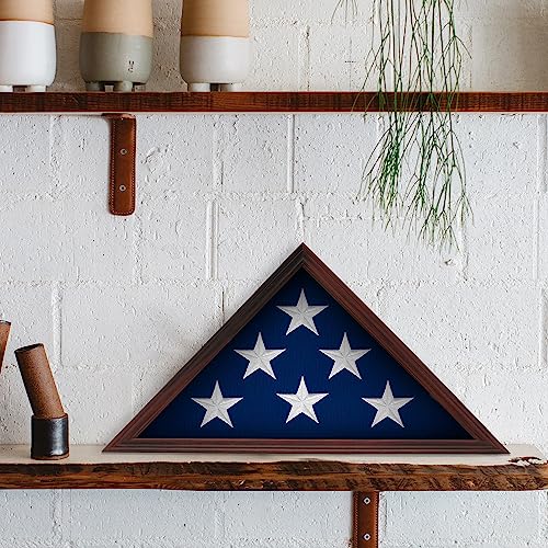 Solid Wood Flag Holder for American Veterans, Display Case for Folded American Burial Flag, Wall Mounted Flag Display Case with Glass Front, 9.5x5 Feet (Cherry) - Thumbnail 7