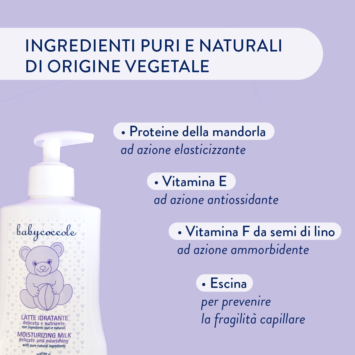 Babycoccole LATTE IDRATANTE 400ml Fluido Idratante Corpo e Viso Neonati Bambini Ingredienti Naturali Origine Vegetale Dermatologicamente Testato Pelli Sensibili