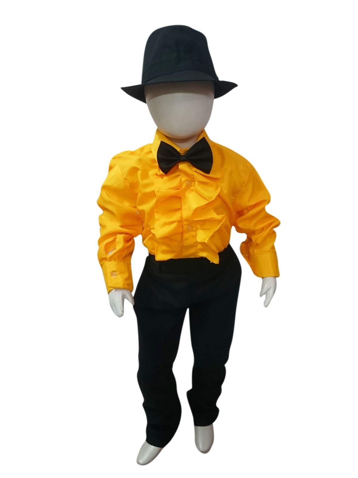 BookMyCostume Ballroom Western Dance Yellow Frill Shirt Black Pant Hat & Bow Set Kids Fancy Dress Costume 4-5 years (B08KT7Y9XN) Amazon Price History, Amazon Price Tracker