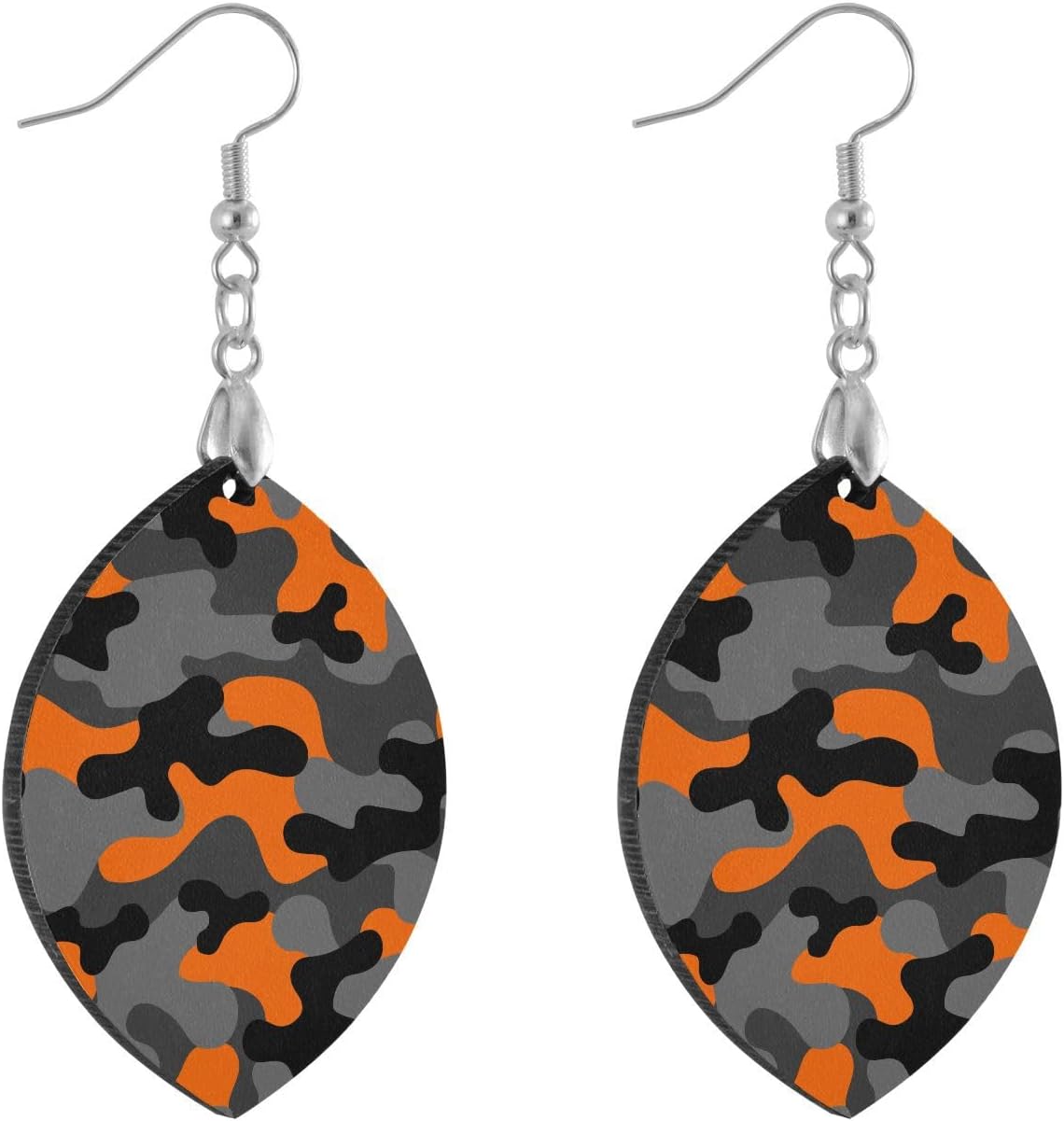 Orange Military Camouflage Drop Dangle Earrings for Women Waterdrop Camo Earrings Lightweight Earring Jewelry Sets for Gifts - Image 2
