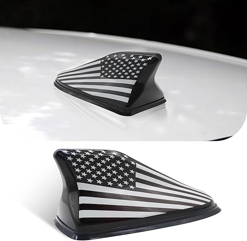 Ajxn 1 antena de aleta de tiburón para automóvil, bandera estadounidense, radio AMFM, antena dedicada al ala trasera, sin perforaciones, cubierta de