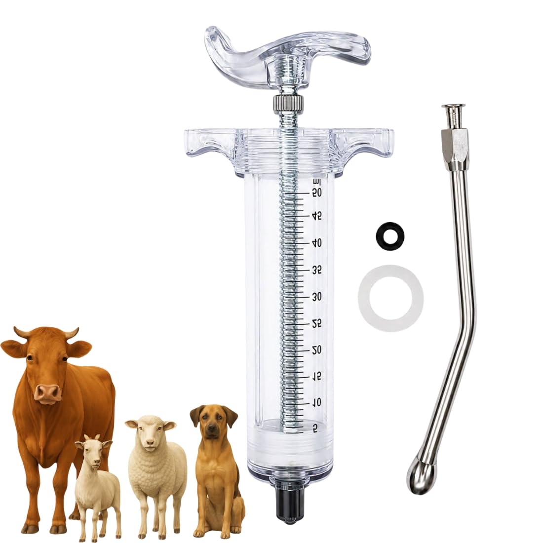 50ml Livestock Drenching Syringe with Nozzle – Oral Feeding & Medicine Injector for Cows, Goats, Sheep, Calves | Multipurpose Animal Feeding Syringe for Farm & Veterinary Use-image-45