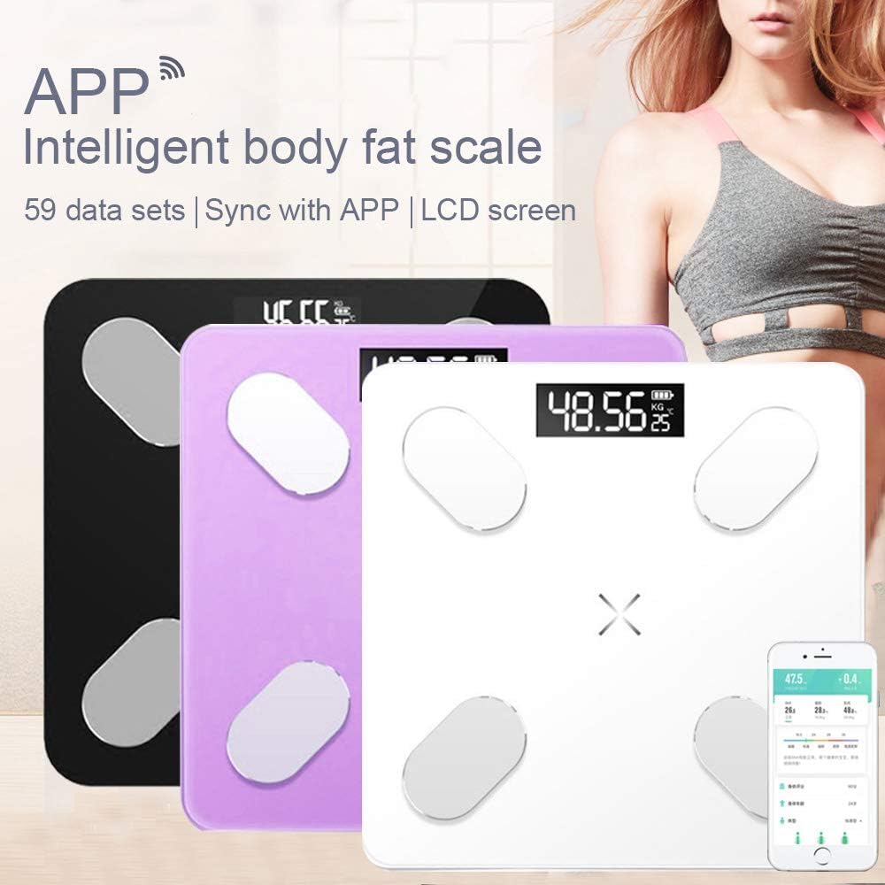 Balanza Báscula de baño con diseño de plataforma de vidrio templado, analizador de composición de pesaje inteligente, báscula corporal, báscula electrónica de peso Alta precisión