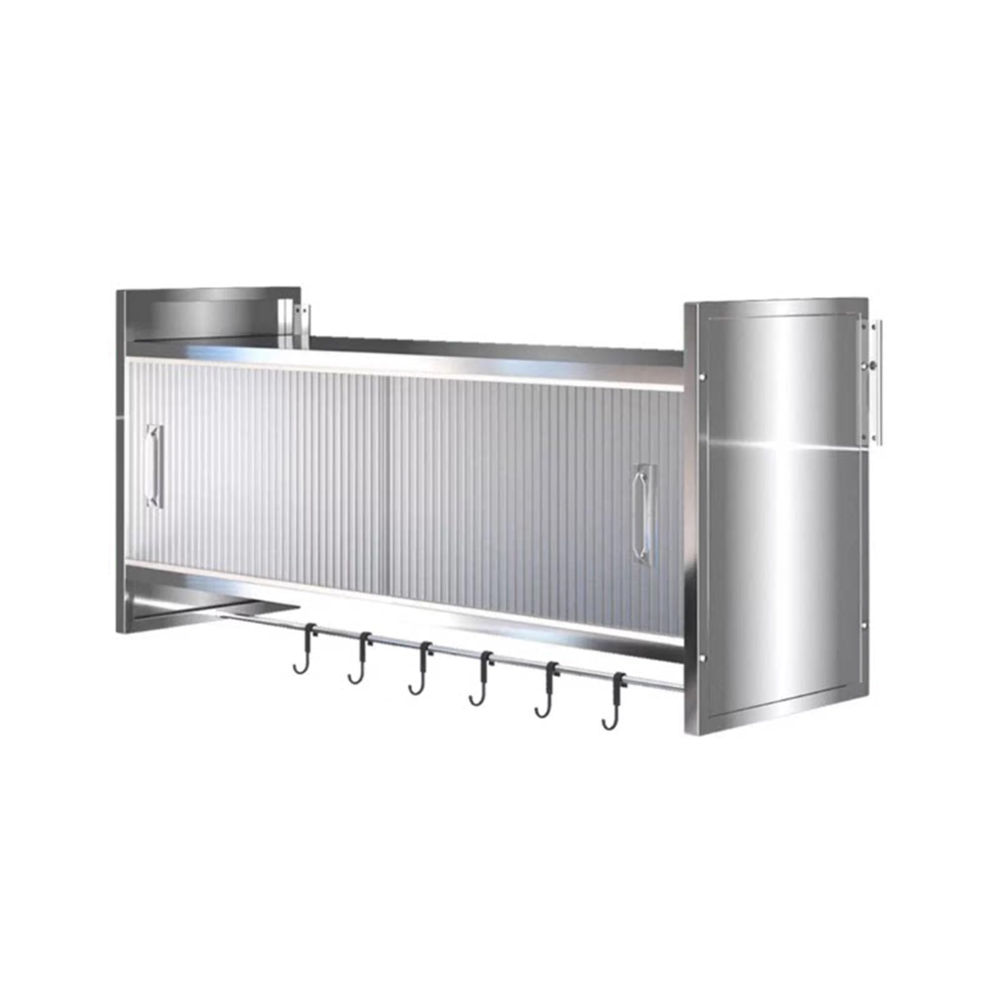 Pensile da Cucina con Ganci, armadietti a Muro in Acciaio Inox, Porta spezie, pensili sospesi, scaffale a Muro per Bagno e Cucina, 39,4x12,6x18,1 Pollici (Dimensioni 31,5x12,6x18,1 Pollici)