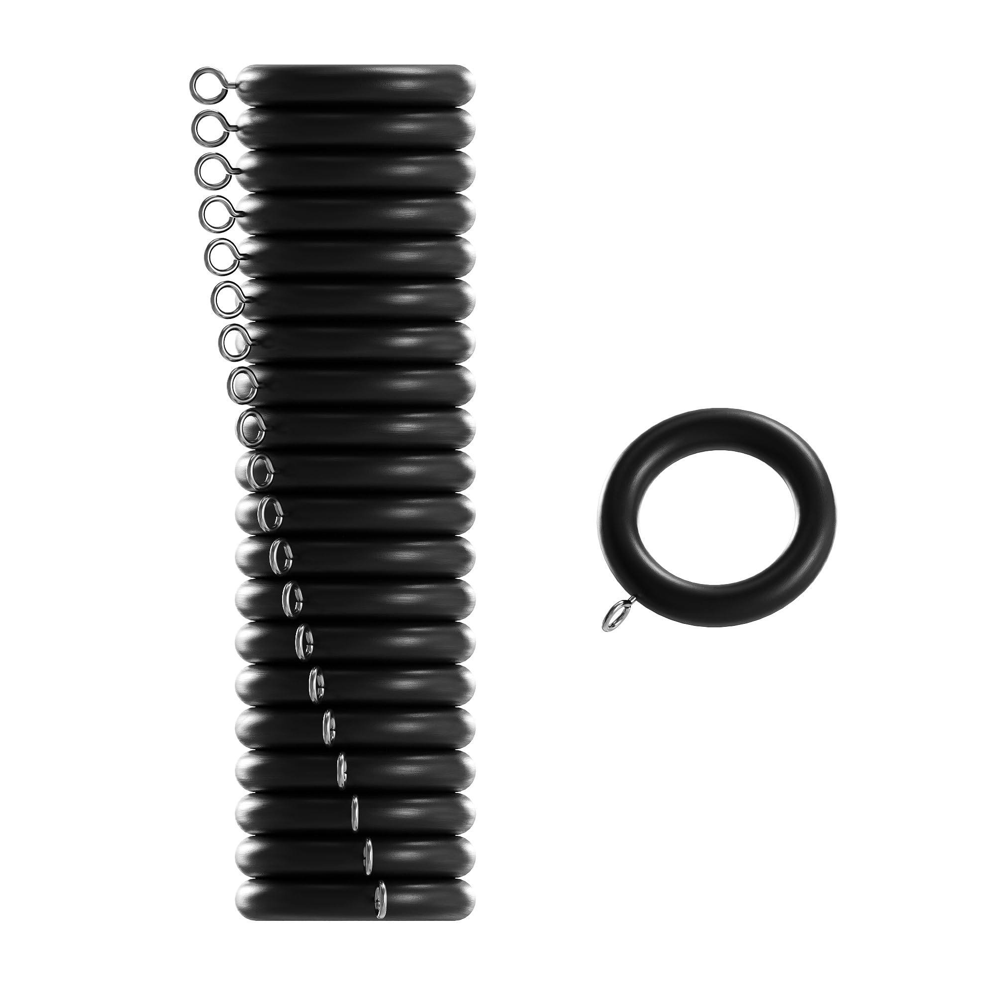Loch & Skye Curtain Rings Durable Wooden Rings Inner Diameter 3.4cm & Outer Diameter 5.4cm Eyelet Curtains Hoops with Screw Eye for 28mm Wood Hanging Poles (Pack of 10) (Dark Grey)