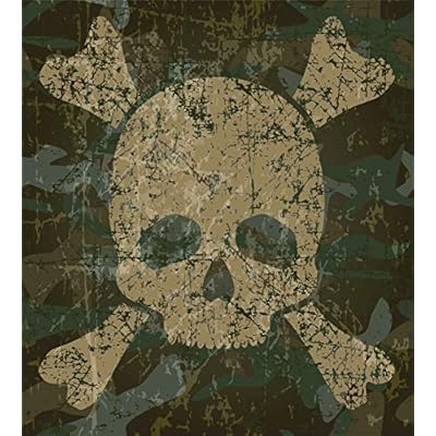 Ambesonne Camo Duvet Cover Set, Abstract Texture Skull and Crossbones Pattern Aged Rusty Grunge Style, Decorative 2… 613AirPM59L. SS400
