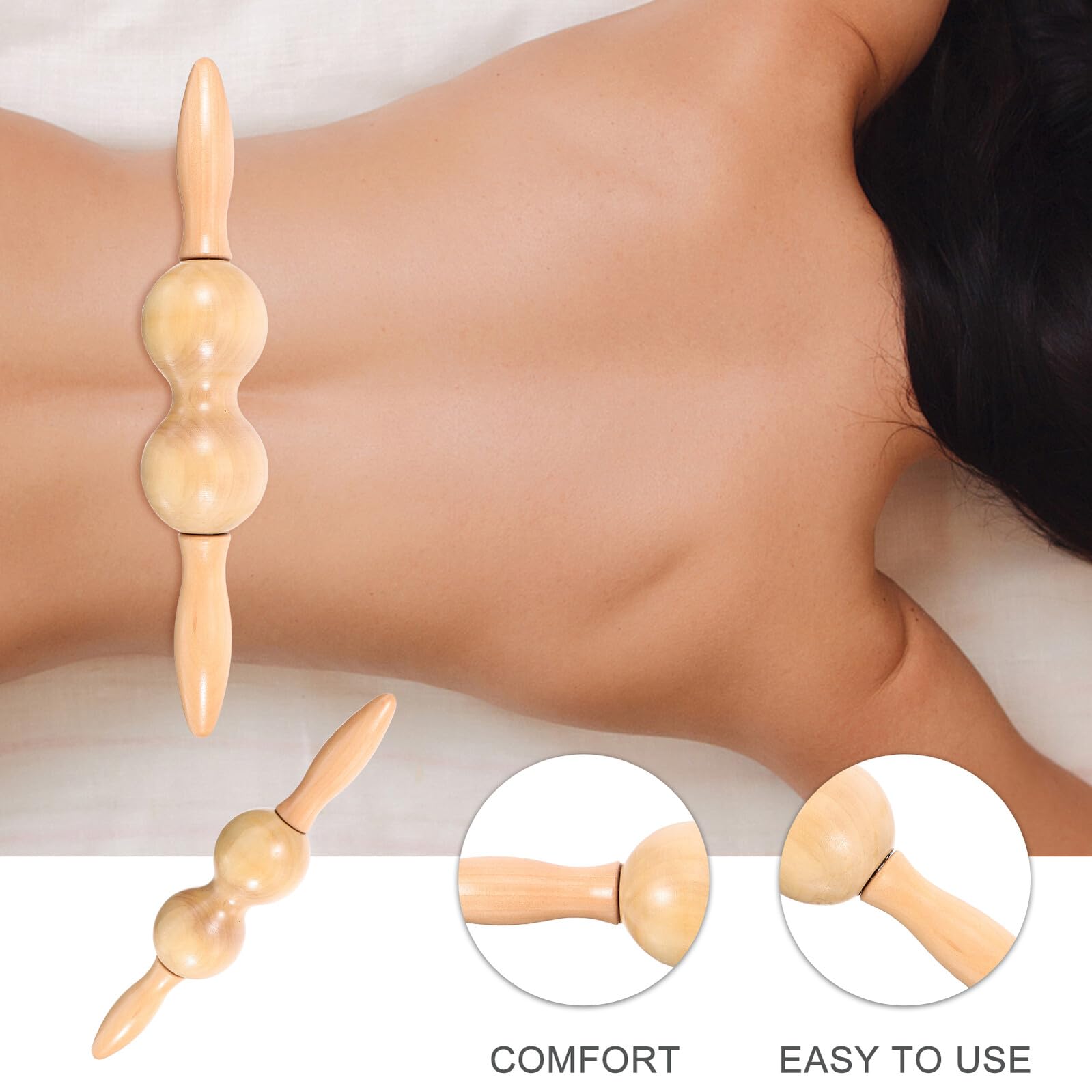 Herramienta Masaje Corporal de Madera Duradera Masajeador Acupuntura Portátil para Pies y Cuerpo Tensión y Circulación