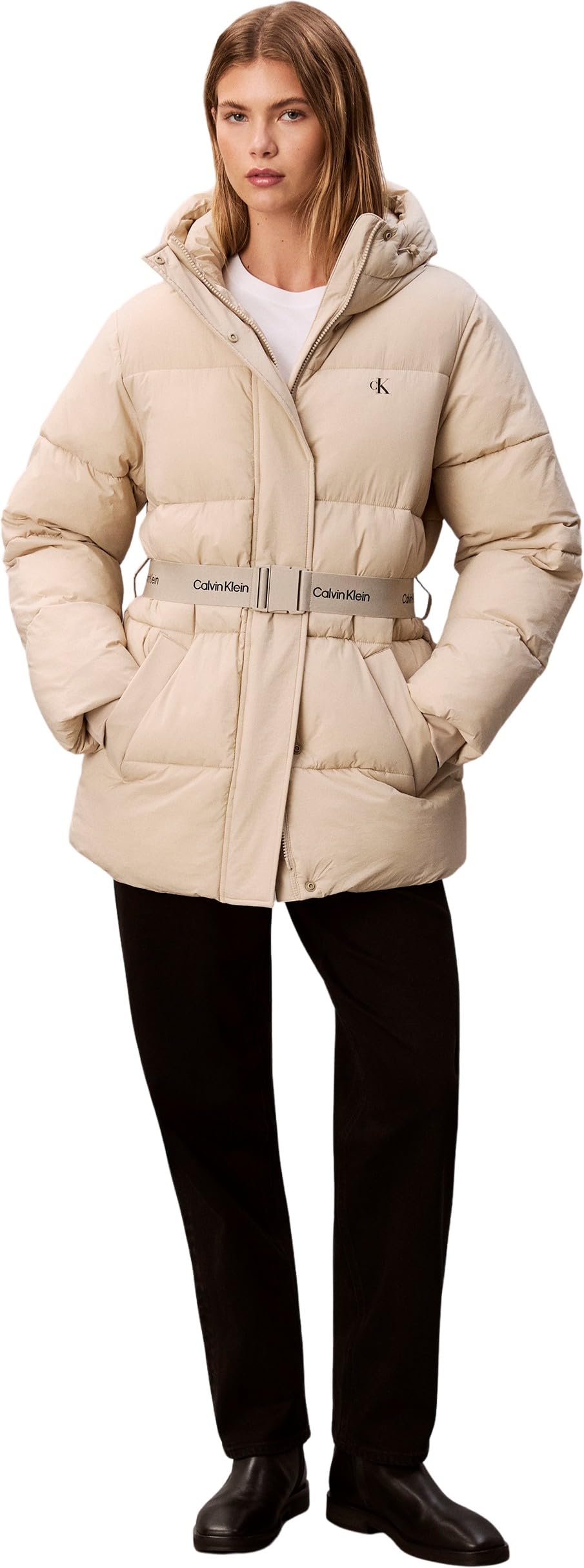Calvin Klein Belted Midweight Puffer Lv047d507g Chaquetas Mujer