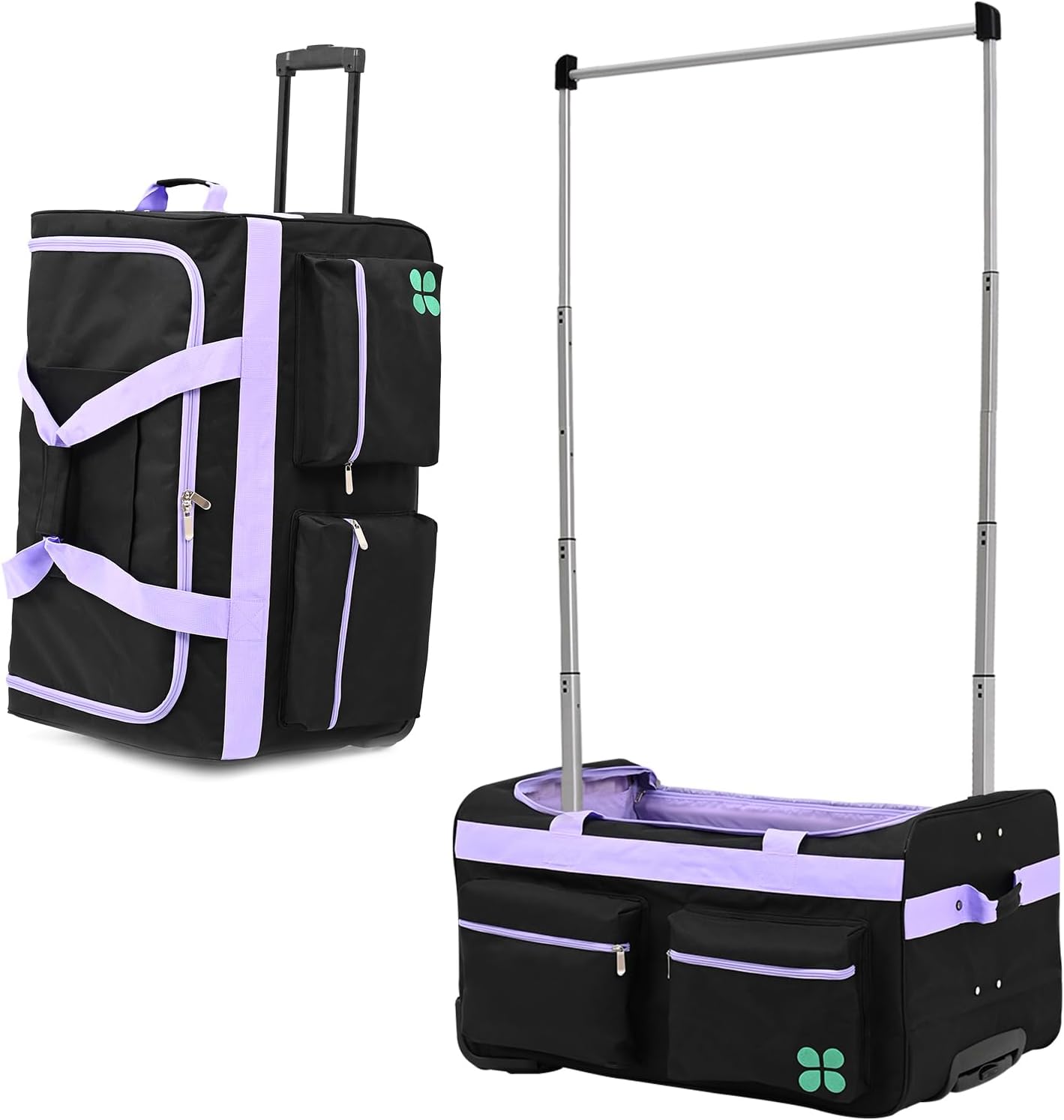 Dance Bag With Garment Rack, 27" Dance Garment Bags for Dancers Girls Competition, Collapsible Rolling Dance Garment Bag with Wheels for Travel, Duffle Bag Luggage for Women and Men