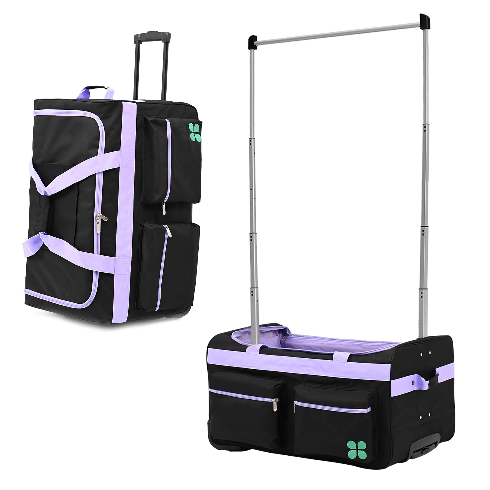 ZIKEBTUYDance Bag With Garment Rack, 23" Dance Garment Bags for Dancers Girls Competition, Collapsible Rolling Dance Garment Bag with Wheels for Travel, Duffle Bag Luggage for Women and Men
