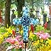 COOZZYHOUR Solar Cross Garden Lights Outdoor Decorative - Solar Metal&Glass Cross Blue Hydrangea Flower Stake Lights- Waterproof 20 Warm White LED for Remembrance Gifts