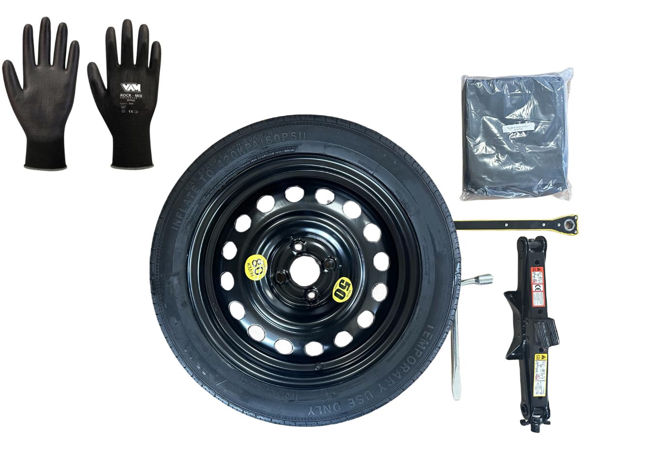 Kit de rueda de repuesto de 15 pulgadas, compatible con Dacia Spring con kit