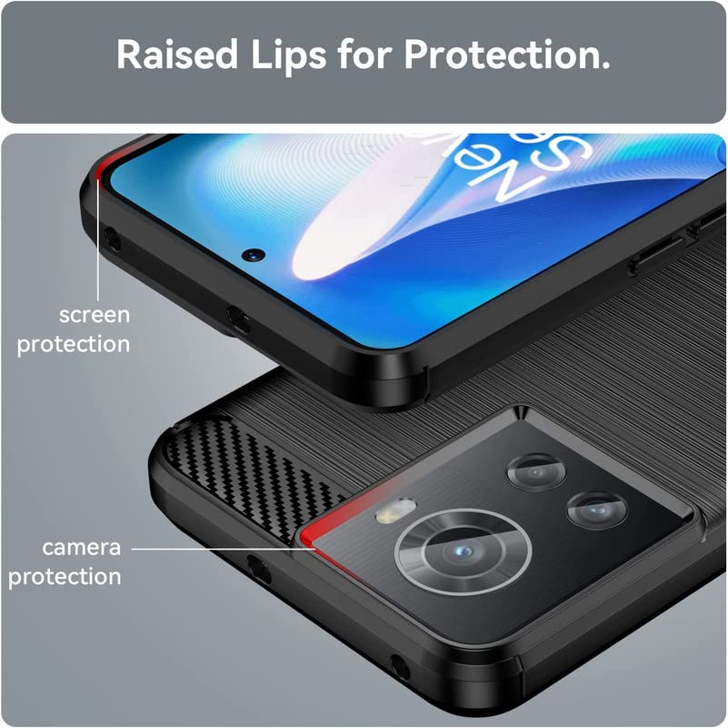 Image of NPRC Hybrid Ultra Slim Protective Case TPU Non-Slip Carbon Fiber Texture Shockproof Case Cover for Oneplus 10R - Black