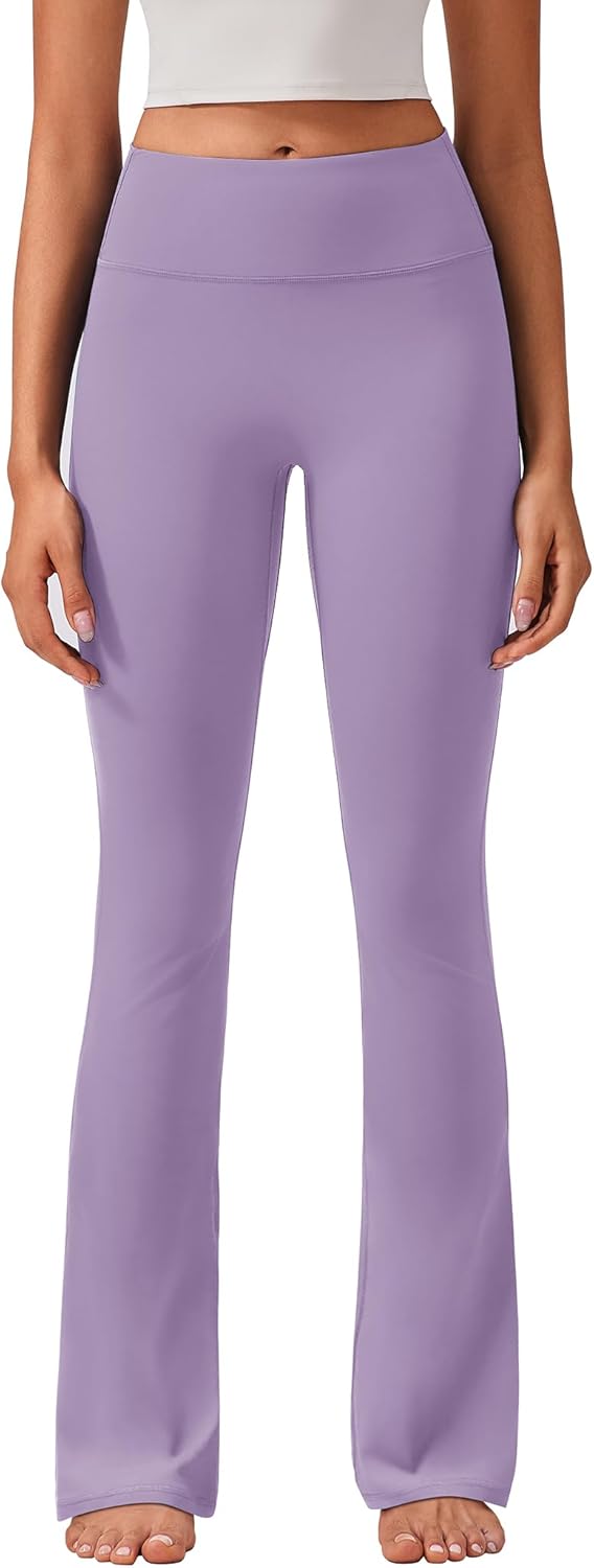PINSPARK Womens Mini Flare Yoga Pants High Waisted Bootcut Leggings Athletic Bootleg Pants with Back Pockets