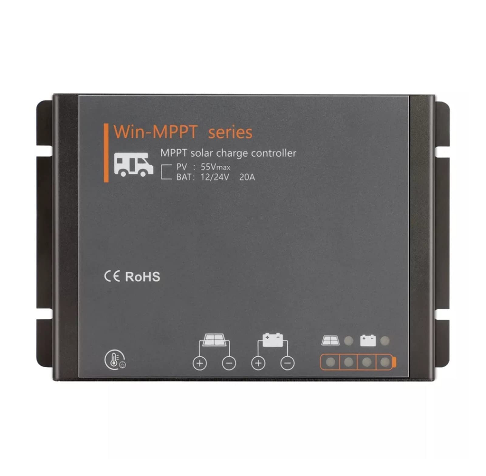 Controlador de Carga Solar, Controlador Solar MPPT RV 50V PV Voltaje de Entrada 20A for batería de Litio líquido AGM de Gel 12V 24V Sistema Impermeable IP54 Carga Estable y de Alta eficiencia