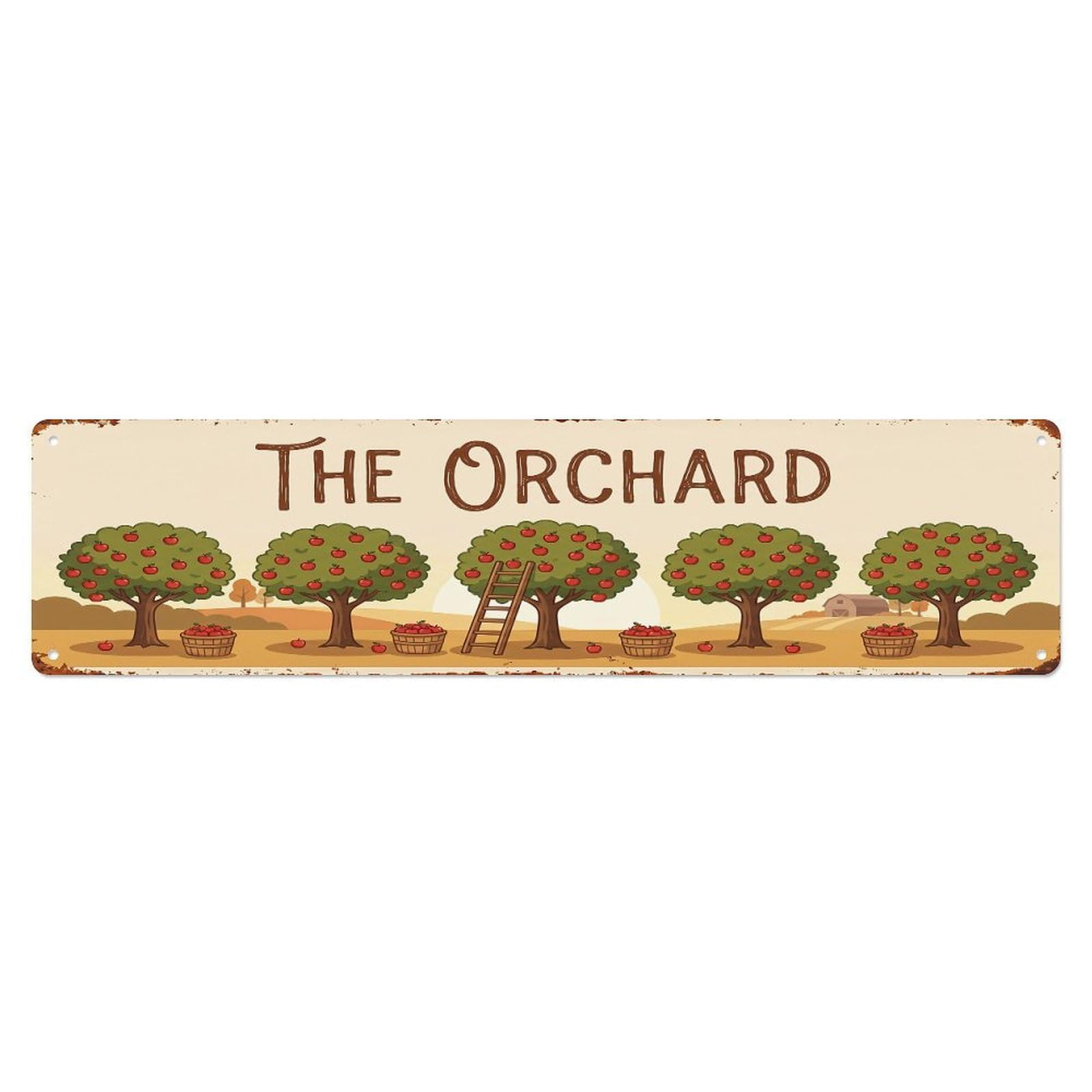 Vintage Orchard Farm Scene The Orchard Metal Tin Sign