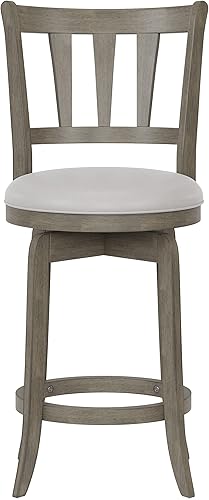 Miniatura 79 de Hillsdale Presque Isle Taburete giratorio de madera con asiento de piel sintética, altura de barra, color negro Negro -,gris (Aged