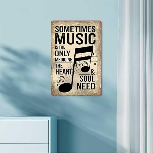 Miniatura 4 de Retro Musical Note Metal Signs Text Art Poster Home Wall Decor, Suitable For Bedroom, Living Room, Bar, Restaurants,Fence,Etc.Warning Sign8×12 Inch