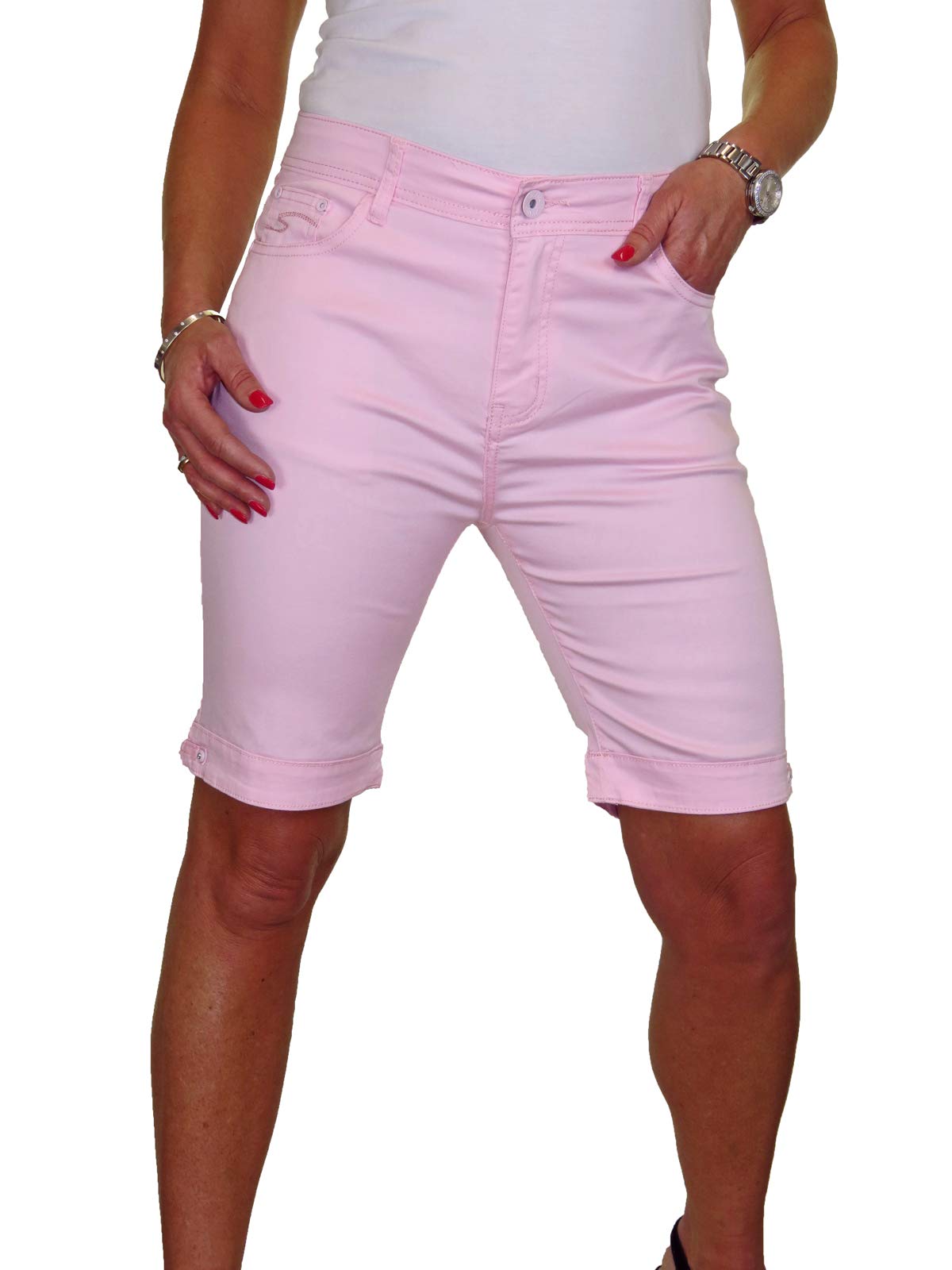 Women's Smart Stretch Chino Shorts Ladies Summer Slim Fit Above The Knee  Jeans Style Bermuda Shorts 10-20