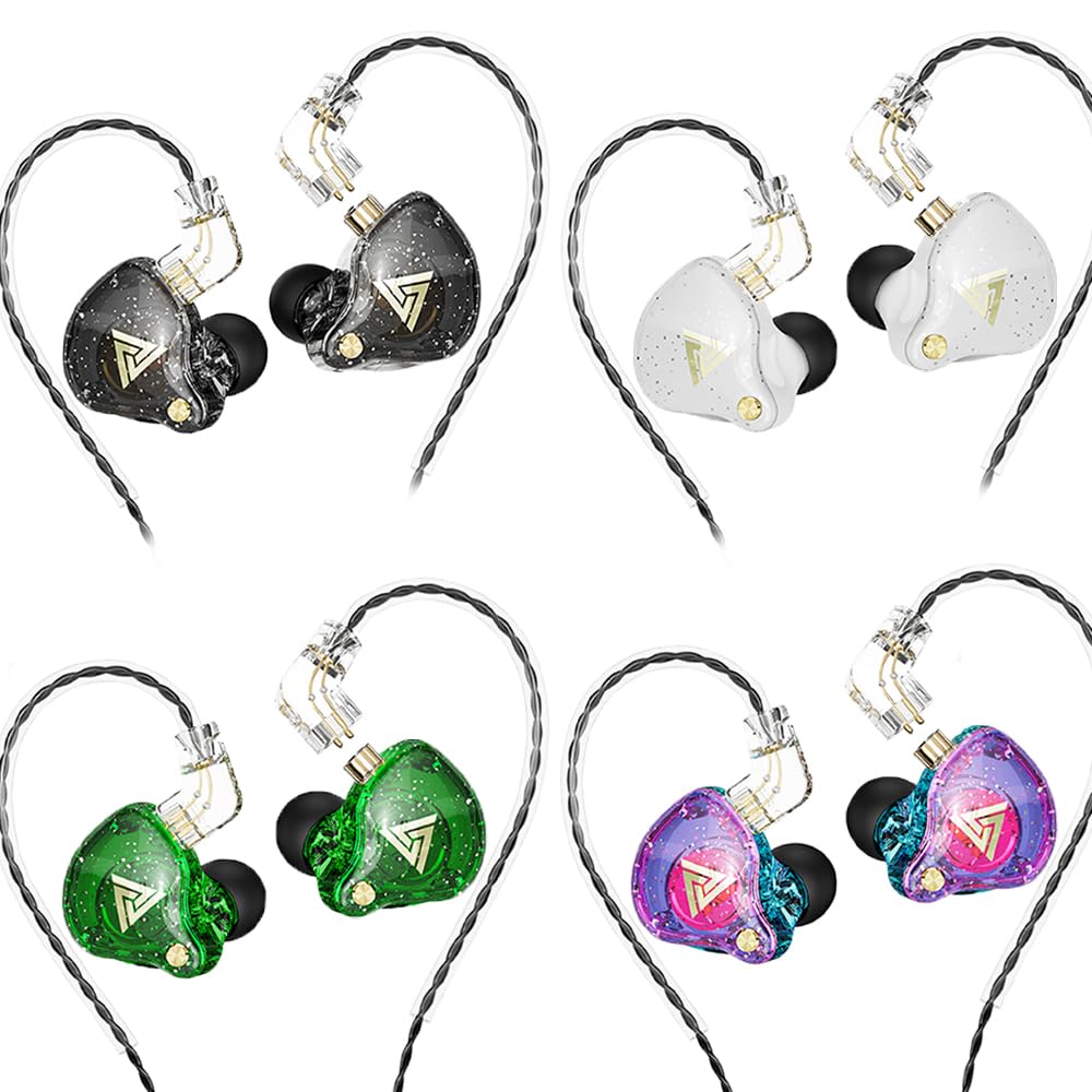 AK6 PRO - Confezione da 4 auricolari in-ear cablati, con bassi profondi, Hi-Fi, driver dinamico 1DD da 10 mm, IEM, per musica, videogiochi, videochiamate (quattro colori)