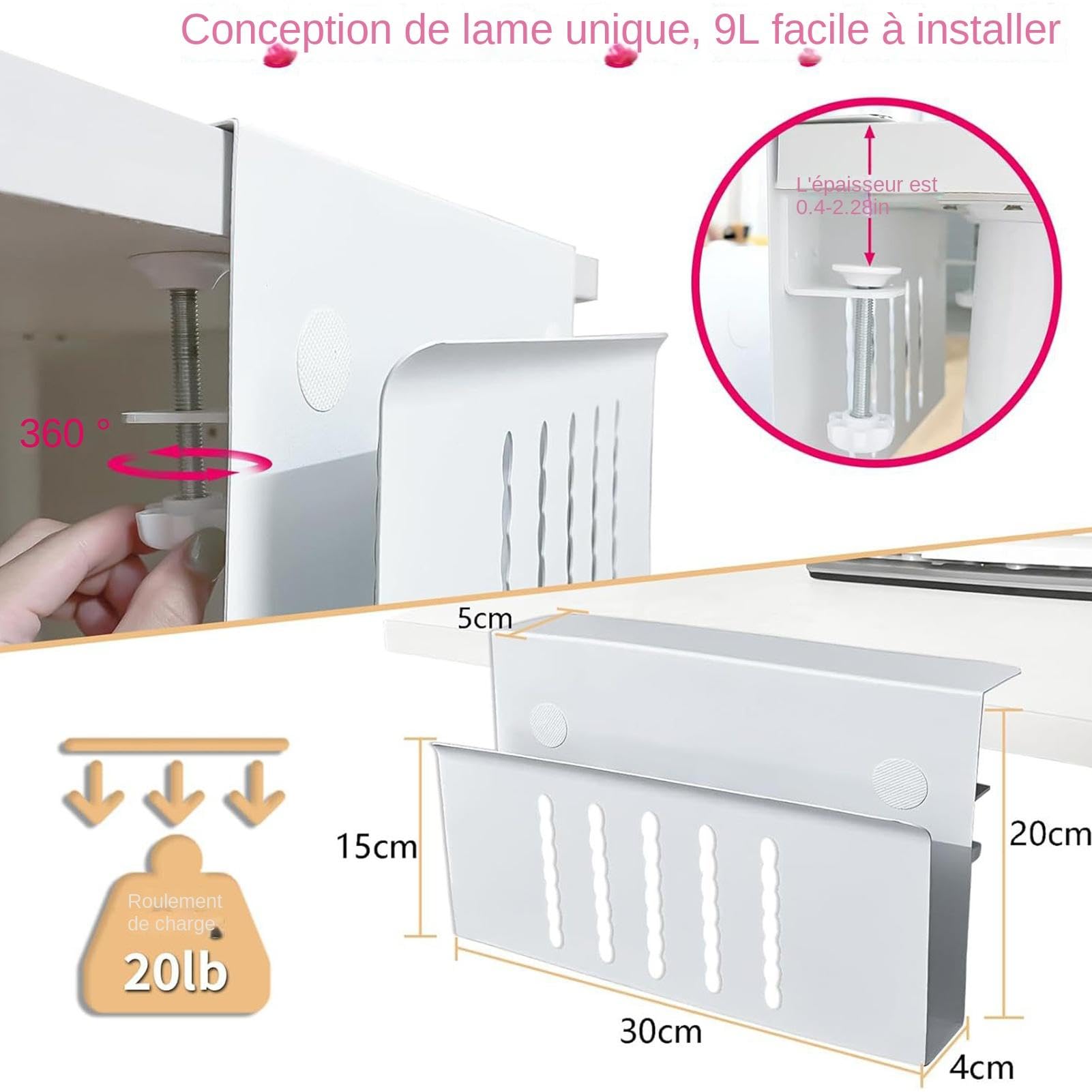 Schreibtisch-Klemmregal – verstellbarer Klemm-Organizer | Vertikaler
