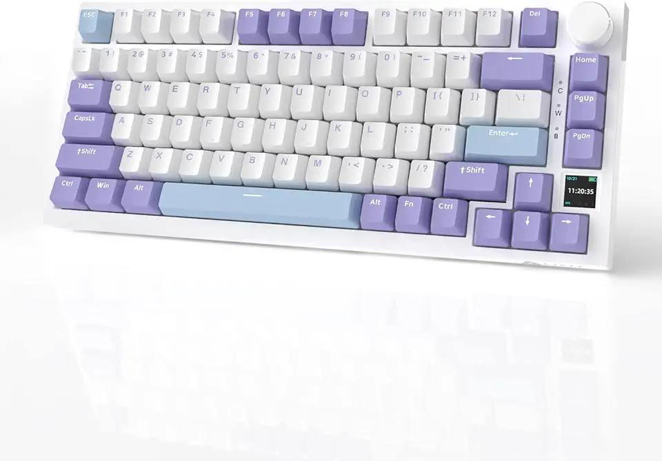 AJAZZ Teclado mecânico AK820PRO 75% Hot Swap com montagem em gaxeta com tela TFT, 4000mAh BT/2,4G/LED RGB virado para sul, controle de botão para E-Sport/Windows/Mac, interruptor de presente