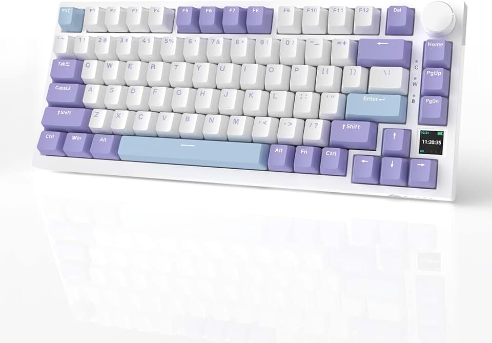 AJAZZ Teclado mecânico AK820PRO 75% Hot Swap com montagem em gaxeta com tela TFT, 4000mAh BT/2,4G/LED RGB virado para sul, controle de botão para E-Sport/Windows/Mac, interruptor de presente