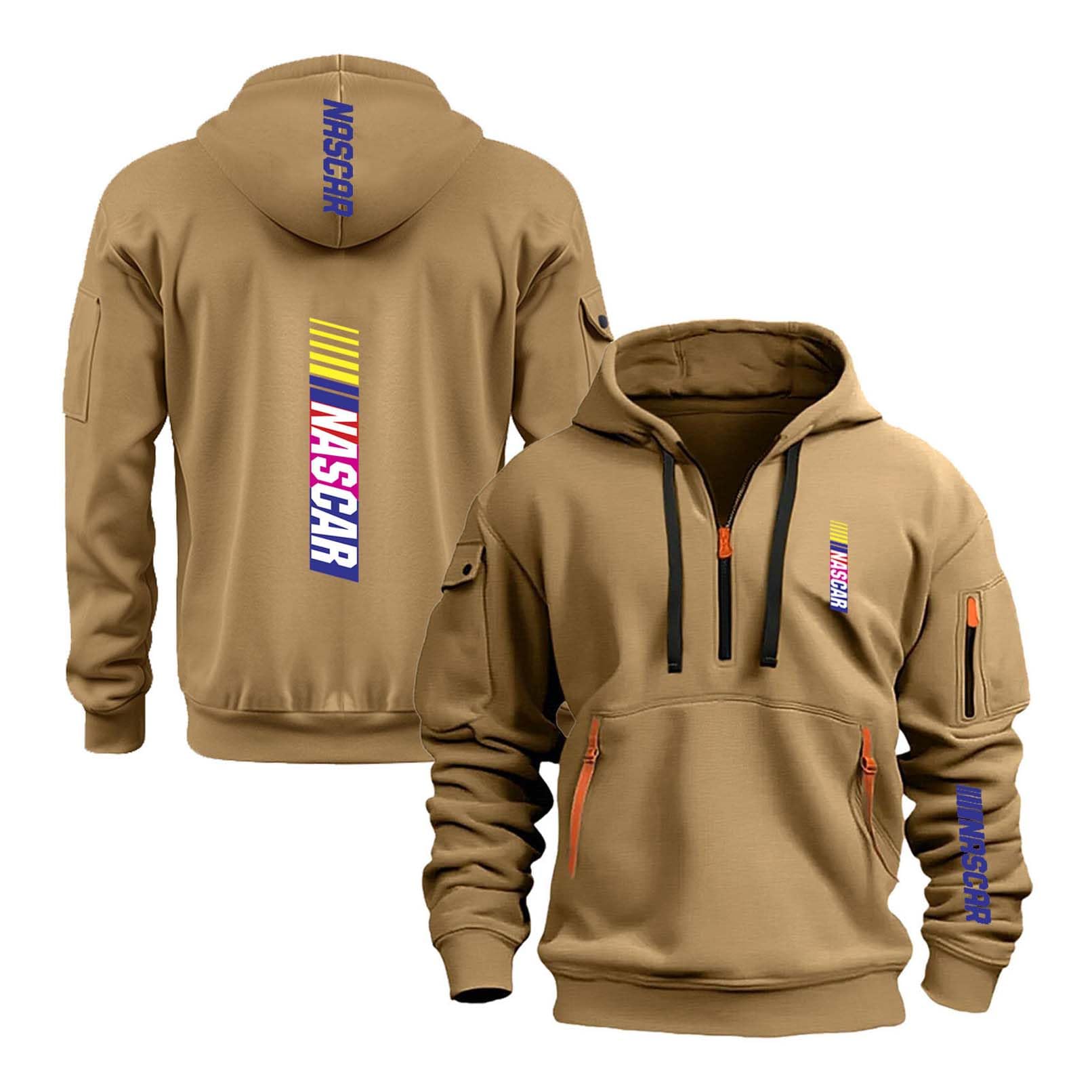 NXTBHDCW Men's Printed Hoodies Stareet Wear for N.A.SC.A.R Half Zip Coats with Pocket Outwear Cozy Tops Hoody Active Spring Autumn Jackets Long Sleeve Sweatshirt-KQS||x_l
