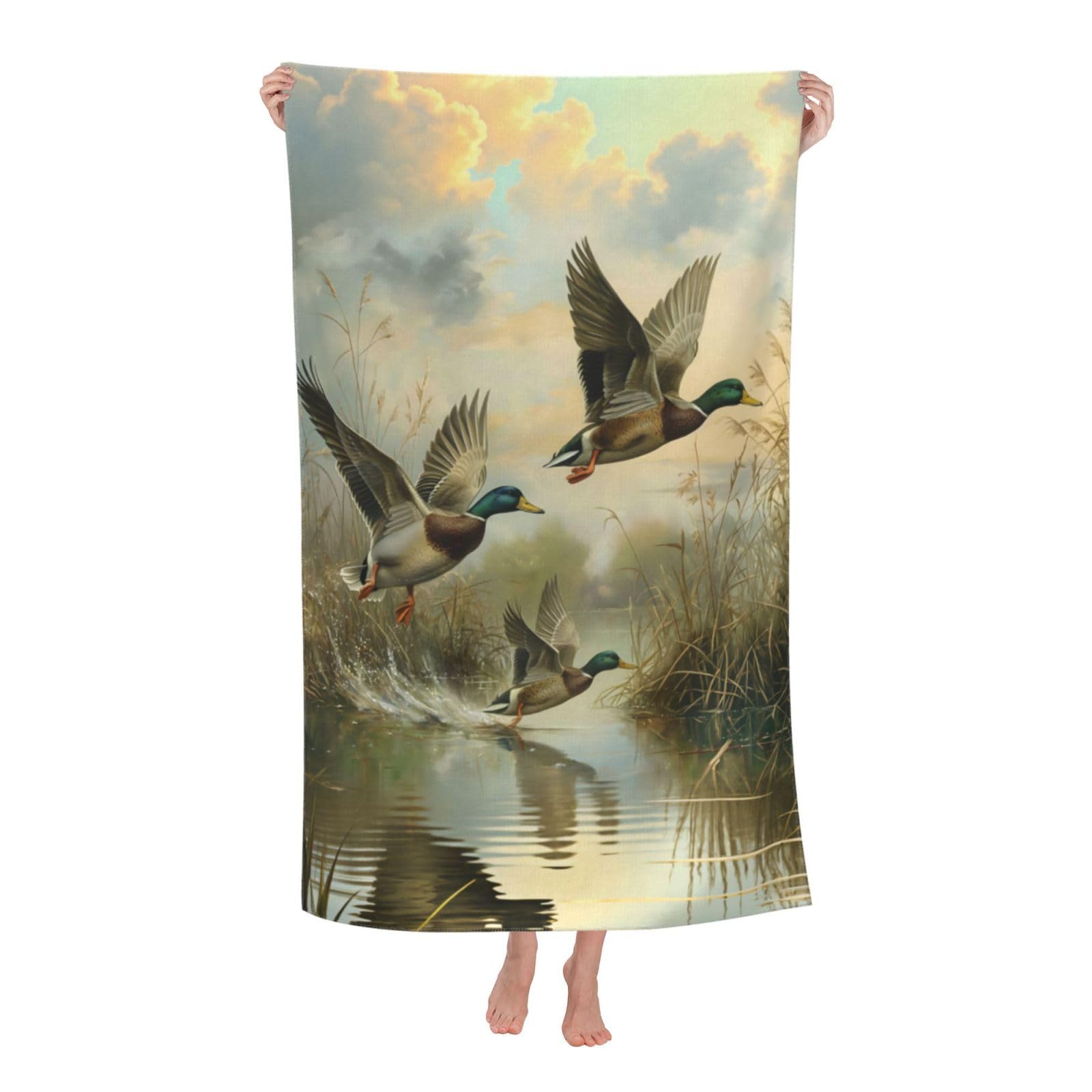 HLBSDM Wild Duck Beach Towel 31inx51in Aniaml Sand Free Microfiber Bath Towel Ultra Soft Quick Dry Pool Towel Absorbent Towel Lightweight Towel for Swimming Bathroom Decor