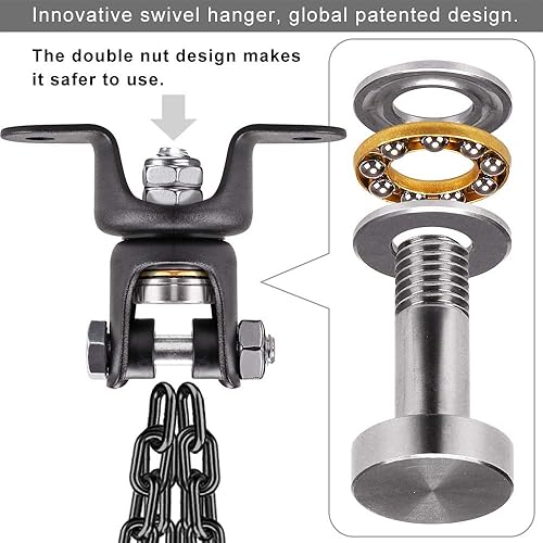 Miniatura 3 de BeneLabel Heavy Bag Ceiling Mount with Spring & Chains 360° Rotation Punching Bag Ceiling Hanger with Bearings Boxing Bags Holder Hardware with 2