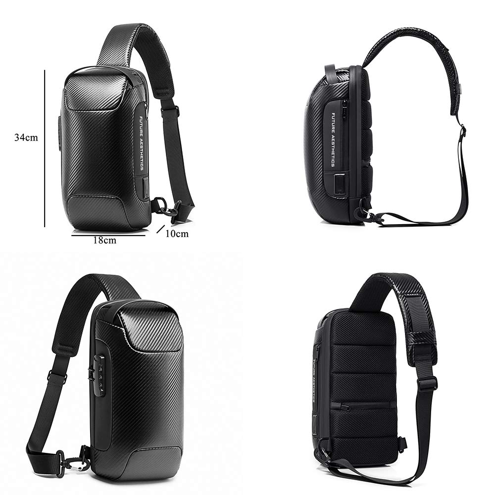 Zaino Tracolla Uomo Impermeabile - Borsello Antifurto Multifunzione Per Sport E Viaggi, Design Ergonomico - Foto 7